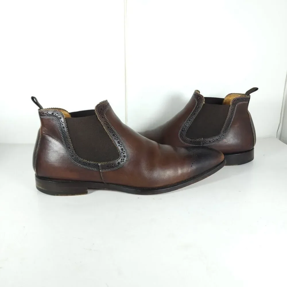 Antonio Maurizi Men's US7 EU40 Brown Burnished Leather Chelsea Ankle boots
